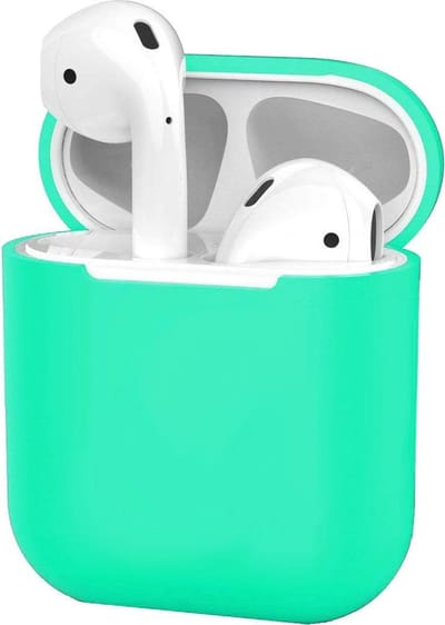 Hoesje - Geschikt voor Apple Airpods 1 - Siliconen Dun Met Clip - Case Cover - Silicone Hoes - Turquoise