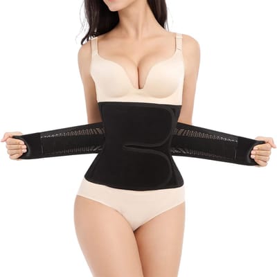 QTTVBTNA - Dames Postpartum Corset - Buikband - Verstelbare Shapewear - Comfortabel Ademend - Herstel Na Bevalling - Zwart - M (buikomtrek 65-90cm) - 1 Stuk