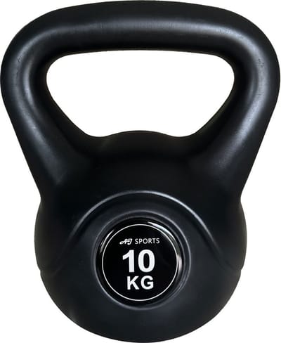 AJ-Sports Kettlebell - PVC 10 kg - Kettlebell - Gewichten - Krachttraining - Zwart - Fitness - Geschikt voor Crossfit & Fitness