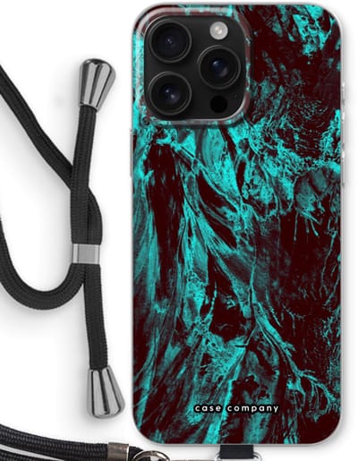 Case Company® - Hoesje met koord geschikt voor iPhone 16 Pro Max hoesje met Koord - Ice Age - Telefoonhoesje met Zwart Koord - Bescherming aan alle Kanten en Over de Schermrand