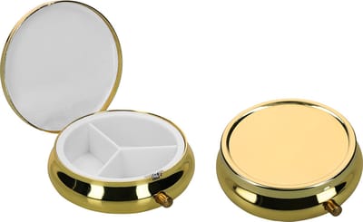 kwmobile 2x pillendoos 3 vakjes - 5,2 x 1,7 cm - Pillendoosje klein van roestvrij staal - In goud