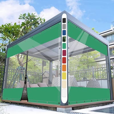 Transparante Zeildoeken - Outdoor Gordijnen - Terras Beschermen - 05mm Dikte PVC - 100x240cm - Groen