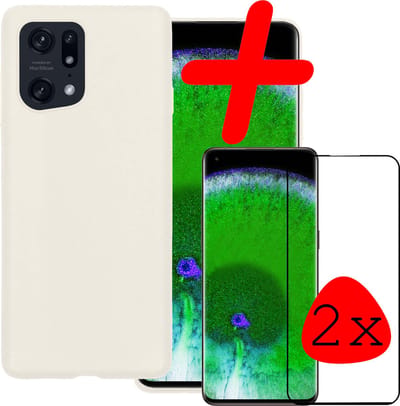 Hoesje Met 2x Screenprotector - Geschikt voor OPPO Find X5 - Sterk & Shockproof - Back Cover - Siliconen Case - Telefoon Hoes - Wit