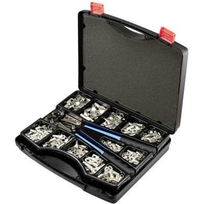 TRU COMPONENTS TC-11894512 Assortiment buiskabelschoenen 6-50 mm² met krimptang6 mm² 50 mm² Zilver 281 stuk(s)