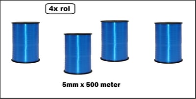 4x Krullint donker blauw 5mm x 500m - merk globos - krul lint kerst thema feest decoratie kado kadolint verjaardag