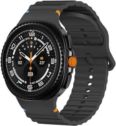 Siliconen bandje - geschikt voor Samsung Galaxy Watch 8 (40mm) / Galaxy Watch 8 (44mm) / Galaxy Watch 8 Classic - wave met gespsluiting - zwart