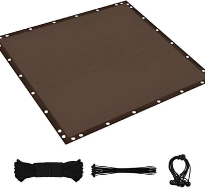 Schaduwdoek - Voor Tuin, Pergola of Terras - 90% Zonwerend Privacy Scherm - Ademend Netstof met Grommets - Kleur: Coffee-3X3M