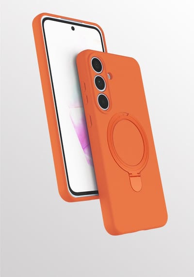Hoesje Geschikt voor Samsung S26 hoesje zacht siliconen Oranje - Liquid Backcover ring hoesje Geschikt voor Magsafe hoesje