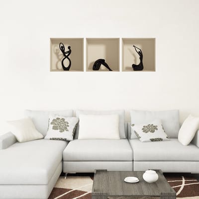 Sticker met 3D-effect, zwarte beeldjes, 40 x 120 cm