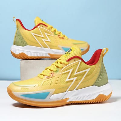 Spongebob Basketbalschoenen voor Heren en Dames met Lage Schacht Ademend Antislip Slijtvast Schokabsorberend Lichtgewicht Zachte Zool Student Lichtgevend 38 beige