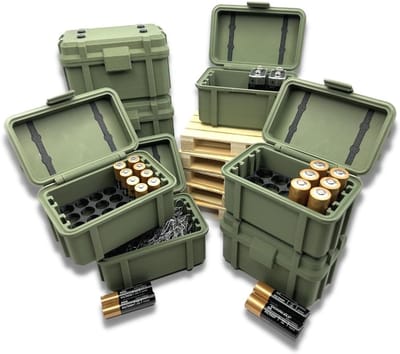 Batterij Opbergbox - Batterijhouder Accubox - Batterijen Sorteren - Compartiment Indeling - 10x7x6cm - Militaire Camouflage