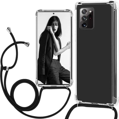 Hoesje Geschikt Voor Samsung Galaxy Note 20 Hoesje met Koord transparant silicone case - Galaxy Note 20 Koord hoesje draagkoord TPU backcover - Zwart