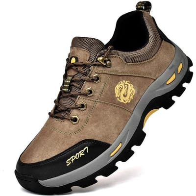 Lente en Herfst Wandelschoenen Heren Ademend Outdoor Echt Leer Lichtgewicht Sportschoenen Antislip Slijtvast Waterdichte Wandelschoenen 46 lichtbruin