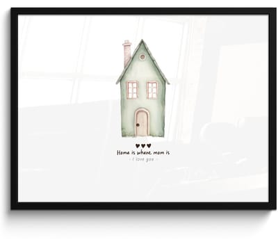 Poster in lijst - Fotolijst 70x50 cm - Posters - Huisje - Groen - Tekst - Liefdevol - Posterlijst zwart - Decoratie - Wanddecoratie woonkamer - Muurdecoratie slaapkamer