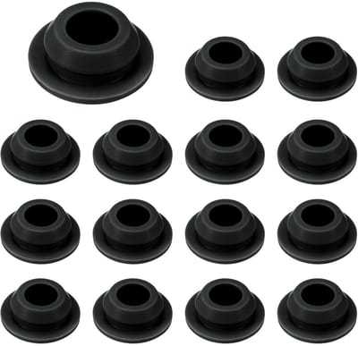 Dailygoods - M METERXITY Set van 15 siliconen gatpluggen, klikbare vergrendelbare pluggen voor gat van 10-10,5 mm, rubberen plug met rond gat voor keuken, schotten, waterdichte afdichtpluggen [zwart]