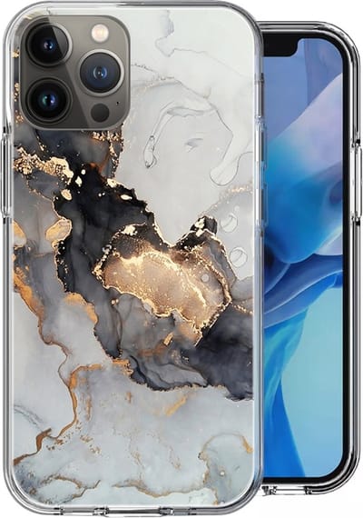 Hoesje geschikt voor iPhone 13 Pro - Siliconen Shock Proof Case Back Cover Hoes Marmer Goud