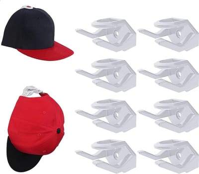Cap Rack Set Van 8 - Petten Houders Muur - Petten Haakjes - Met Schroeven En Tape - Petten Opbergzak - Hat Holder - Petjes Organizer - Dubbele Ophanging - Wit