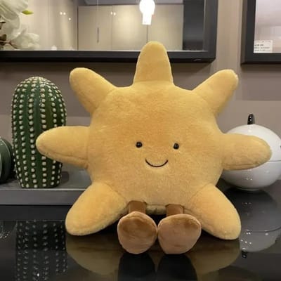 Zon Maan Lachend Gezicht Kussenpop Slaapkamer Bank Kussen Kat Hond Interactief Pluche Speelgoed Huisdier Vakantiecadeau about 30cm S