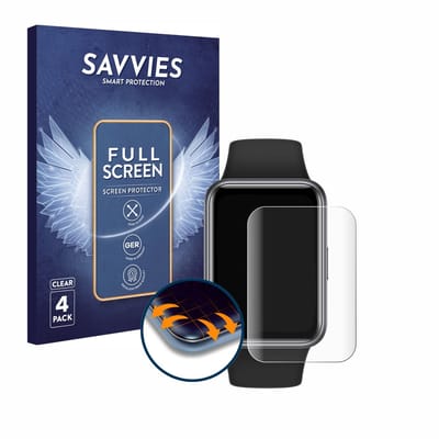Savvies - Screenprotector voor Huawei Watch Fit 2 - Folie Beschermfolie transparant volledig dekking 4 Stuks