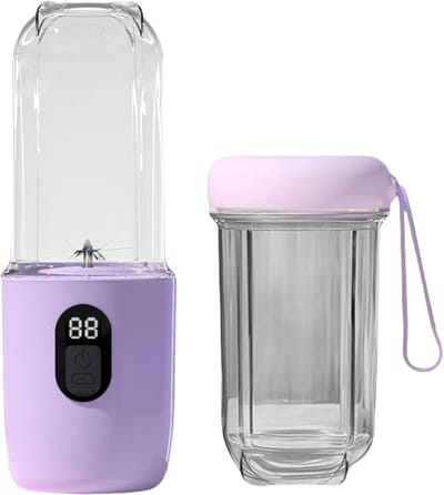 Draagbare blender - smoothie blender to go voor shakes en vers fruit - 500 ml, USB oplaadbaar - paars - 8,5 x 8,5 x 28,5 cm - ABS voor thuis, werk en onderweg