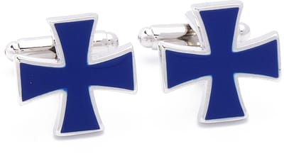 Manchetknopen - Klassiek Blauw Emaille Kruis