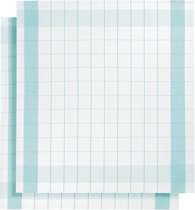 set van 12 keukenhanddoeken - De Witte Lietaer - wit/aqua - katoen/linnen