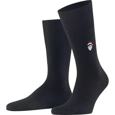 FALKE Airport Santa Claus gedessineerd wol katoen sokken heren blauw - maat 39-40