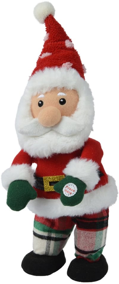 Decoris - Kerstdecoratie - Swingende Kerstman – Polyester - Rood/Wit - H40,6 cm