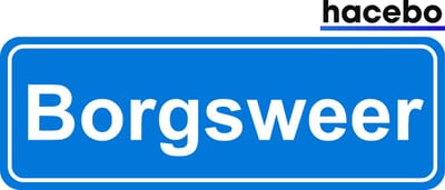 Hacebo - Plaatsnaam Sticker - 29x10 CM - Borgsweer sticker - Verkeersborden sticker - grappige cadeaus - Borgsweer