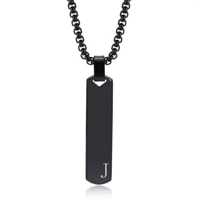 Bovista Ketting - Heren - Staal - Nep zilver - Met Hanger - Zwart - J