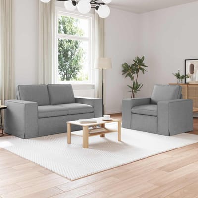 vidaXL Bankstel 2 pcs Lichtgrijs 162 x 80 x 82 cm Stof