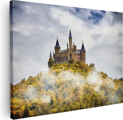 Artaza Canvas Schilderij Landschap - 40x30 cm - Klein - Wanddecoratie Bergen - Muurdecoratie Bos - Kamer Accessoires Herfstkleuren