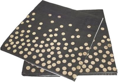 Servetten Zwart/Goud met stippen 20 stuks
