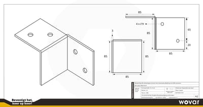 Wovar Pergola Muurbevestiging Zwart voor 9 x 9 cm balken Rechts | Per Stuk