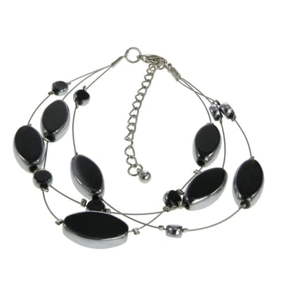 Behave - armband grote pols - zwarte stenen - avondlook - nikkelvrij