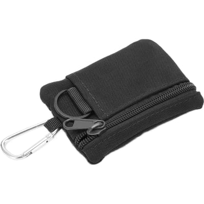 Pochette EDC Molle Extérieure Portefeuille Mini Étui Portatif pour Clé Carte Pochette EDC Sac Portefeuille à Monnaie avec MousquetonNoir noir