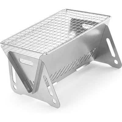 Opvouwbare Barbecue Oven met BBQ Grill Roestvrij Staal Houtskooloven voor Buiten Kamperen 210x160x125mm white