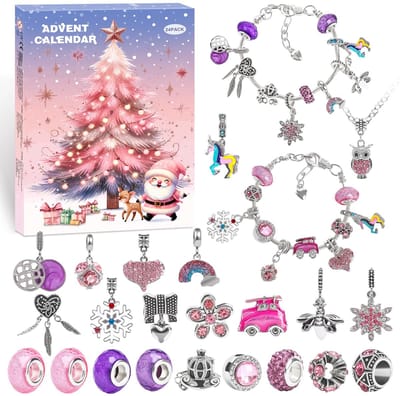 Dutchers® Populaire Sieraden Adventskalender 2025 - Bedelarm - 24 Vakken – DIY Charm Armband -Kerstcadeau - Kerstpakket - Kerstdecoratie - 24 dagen aftellen