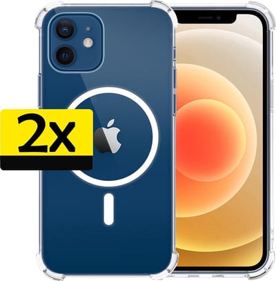 Hoesje - 2 Stuks - Geschikt voor Apple iPhone 12 Mini - Magsafe Compatible - Sterk & Shockproof - Back Cover - Shock Proof Case - Telefoon Hoes - Telefoonhoesjes - Transparant