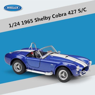 Welly 1:24 1965 Shelby Cobra 427 S/C Legering Sportwagen Model Diecast Metaal Klassieke Raceauto Voertuigen Model Simulatie Kinderen Cadeau blue