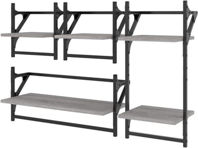 Wandschappenset met stangen - Wandrek fotoplank - Woonruimte benutten - Bewerkt hout met stang