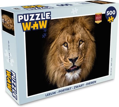 Puzzel Leeuw - Portret - Zwart - Dieren - Legpuzzel - Puzzel 500 stukjes