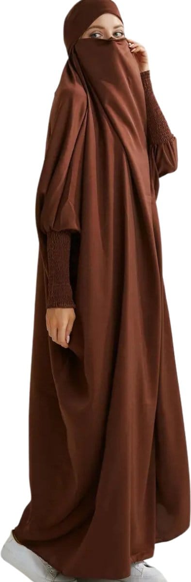 Bovista Islamitische Kleding - Djellaba Dames - Moslim Kleding - Arabisch Dames Kaftan - Alhamdulillah - Koffie