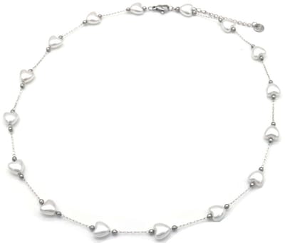 Ketting met Hartjes - RVS - Lengte 39-44 cm - Zilverkleurig – valentijn – cadeau