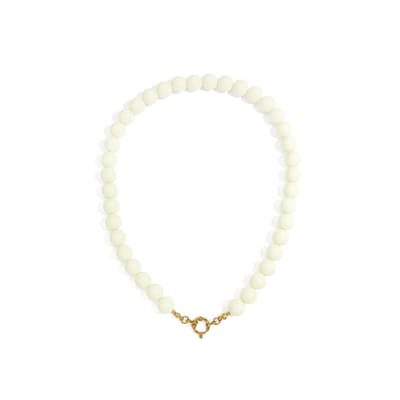 Beady Babe Charm Ketting | Acryl & RVS (verkleurt niet) Créme | Snelle levering | Yehwang | Beste cadeau voor haar |