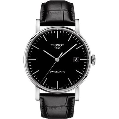 Tissot Le Locle Automatisch Mechanisch Uurwerk Drie Wijzers Datumweergave Minimalistisch Horloge Herenhorloges Zwart Staal Leer T109.407.16.051.00 Regular Watch Box,Black Dial black