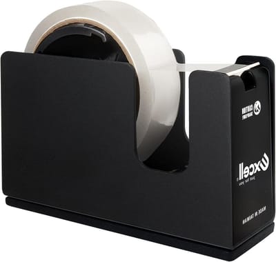 Desktop Tape Dispenser met Stevige Metalen Basis - Dualcore (1"+3" kern) - Bureau Winkel Verpakking