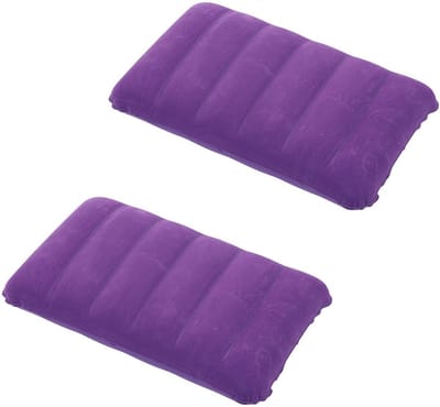 Opblaasbaar Campingkussen - Lichtgewicht Luchtkussen voor Outdoor en Reizen - Set van 2 (Paars)
