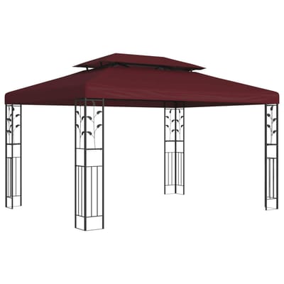 vidaXL - Prieel - 3,97 - x - 2,96 - x - 2,68 - m - Wijnrood - Polyester - en - Staal