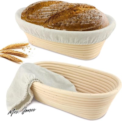 Mrs. Jones 25 cm ovale SnailDigit langwerpige brotform zuurdesembestendige kommen met voeringen broodmand voor ambachtelijk brood maken voor professionele en thuisbakkers set van 2 .